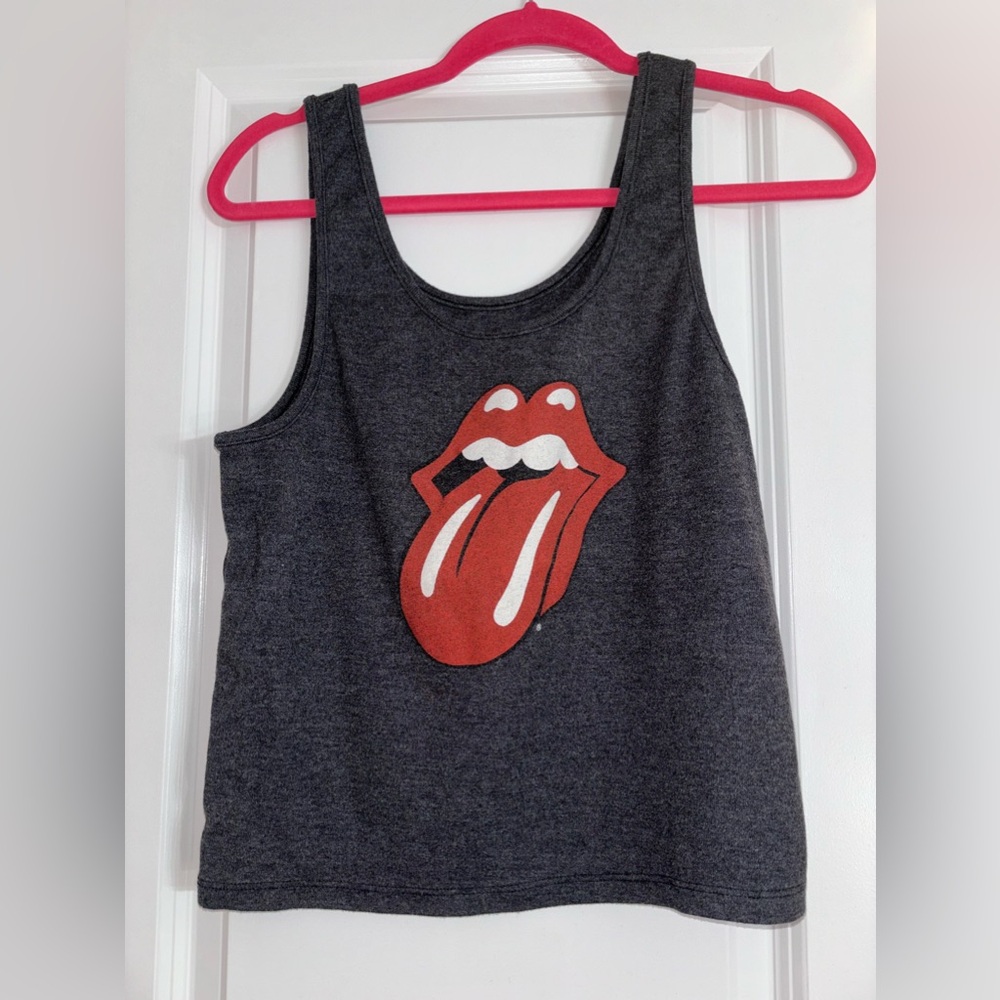 Grey Rolling Stones tank top with tongue out